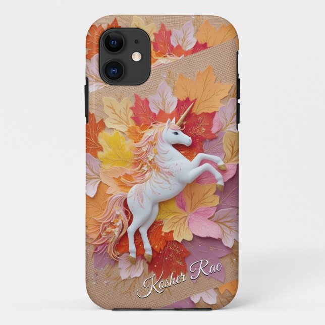 Coques Case-Mate iPhone Enchanted Automne Unicorne Pastel Hues Fleurs Text (Dos)