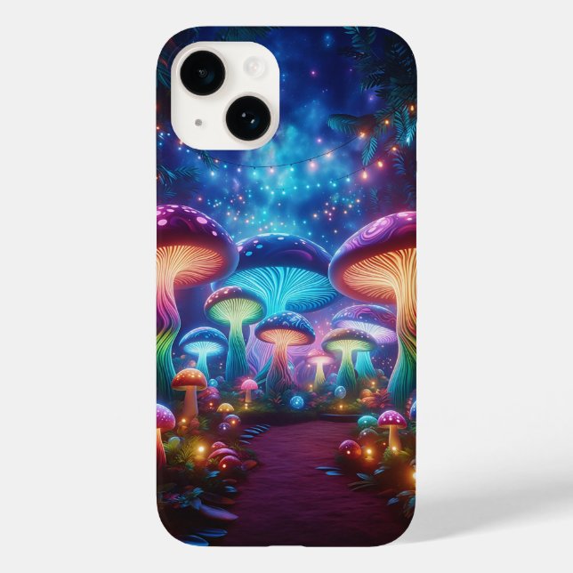 Coques Case-Mate iPhone Enchanted Neon Mushroom Forest - Magical Glowing F (Verso)