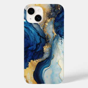 Coque Case-Mate iPhone Encre alcoolique or marine Aquarelle Éclaboussure