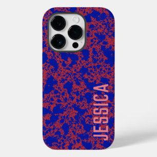 Coque Case-Mate iPhone Encre bleue sur rouge simple moderne