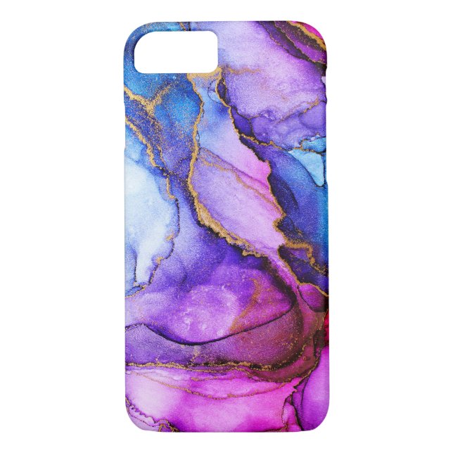 Coques Case-Mate iPhone Encre d'alcool Abstraite Art bleu rose pourpre (Dos)