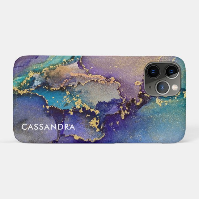 Coques Case-Mate iPhone Encre d'alcool d'or multicolore Liquide Art Abstra (Dos (Horizontal))