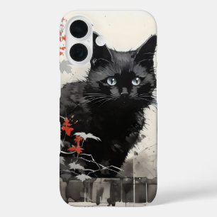Coque Pour iPhone 16 Encre de chat noir