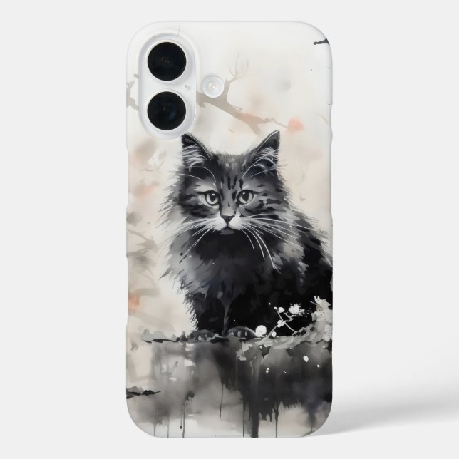 Coques Case-Mate iPhone Encre de petit chat noir (Verso)