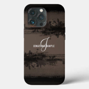 Case-Mate iPhone Case Encre la plus noire Monogramme marron Aquarelle