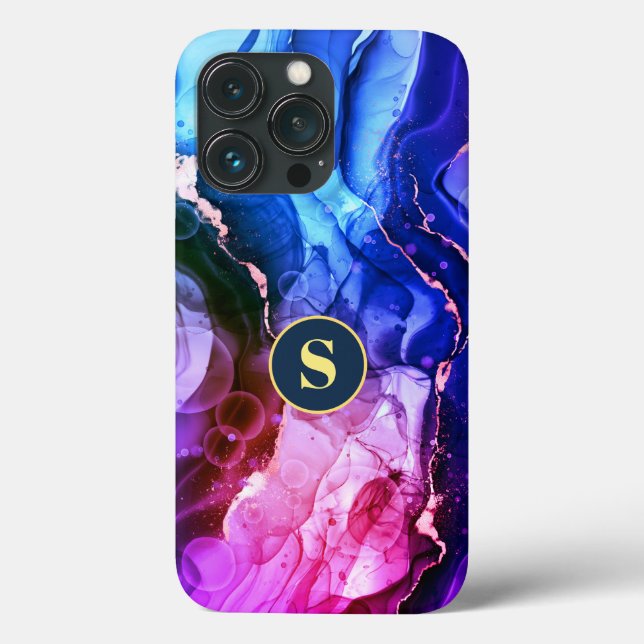 Coques Case-Mate iPhone Encre Liquide Bleue, Violette & Rouge-Violet, Mono (Verso)