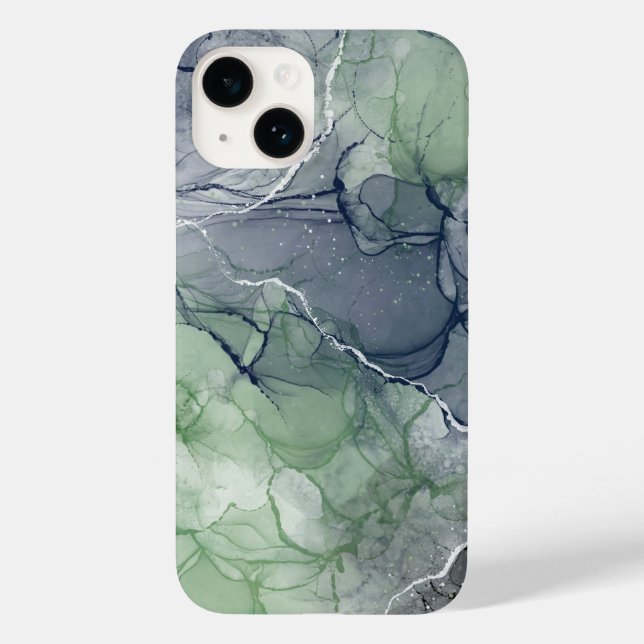 Coques Case-Mate iPhone Encre verte et bleue (Verso)