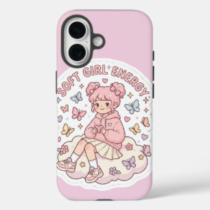 Coque Pour iPhone 16 Énergie de fille douce et mignonne Kawaii Rose pas