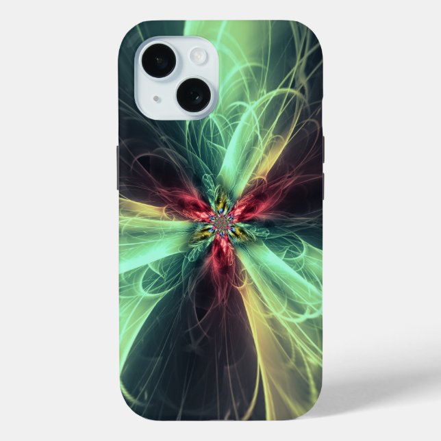 Coques Case-Mate iPhone Énergie de plasma émeraude Art fractal (Verso)