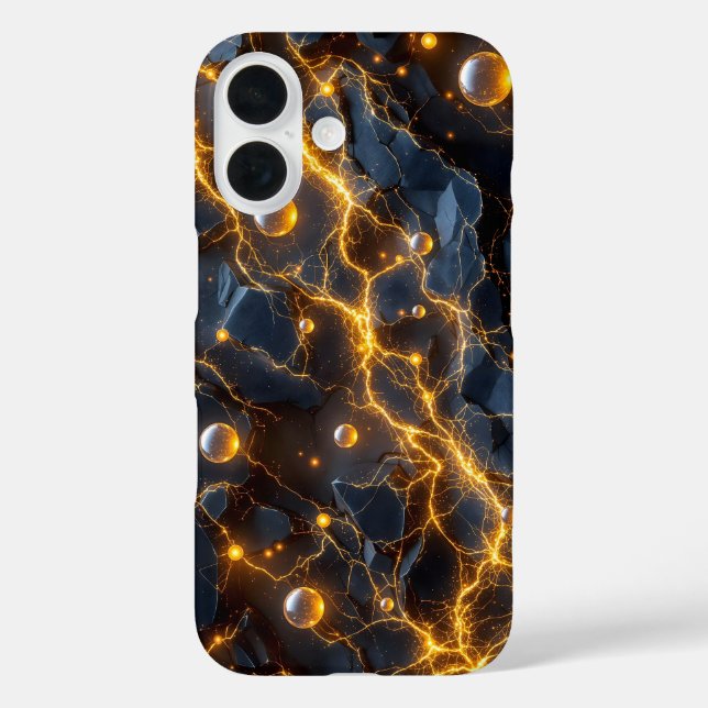 Coques Case-Mate iPhone Énergie électrique Abstraite avec éclair doré (Verso)