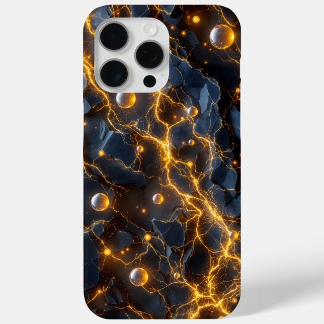 Coques Case-Mate iPhone Énergie électrique Abstraite avec éclair doré (Verso)