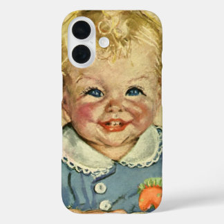 Coque Pour iPhone 16 Enfant scandinave blonde mignonne vintage avec bou