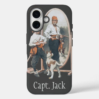 Coques iPhone 16 Enfant Vintage, Garçon Pirate, Chien, Miroir, Bouc