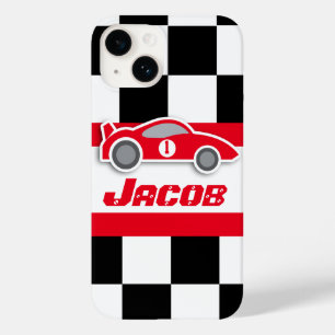 Coque Case-Mate iPhone Enfants course voiture de sport rouge nom