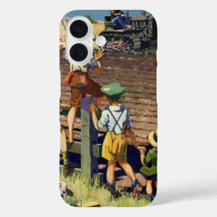 Coques iPhone 16 Enfants de style vintage faisant signe au fermier 
