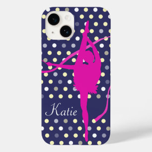 Coque Case-Mate iPhone Enfants filles nommé gymnaste poka point rose