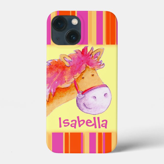 Coques Case-Mate iPhone Enfants filles nommé poney jaune (Verso)