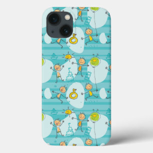 iPhone 13 Coque Enfants mignons jouant sur le motif de plage