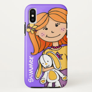 Coque iPhone X Enfants nom iphone fille mauve jaune