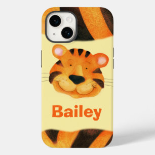 Coque Pour iPhone 14 Enfants nommés tigre visage orange