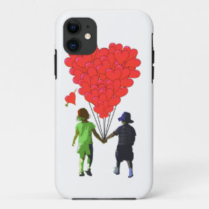 Case-Mate iPhone Case Enfants tenant la main et ballons en forme de coeu