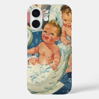 Coques iPhone 16 Enfants vintages Jouer avec des bulles dans la bai