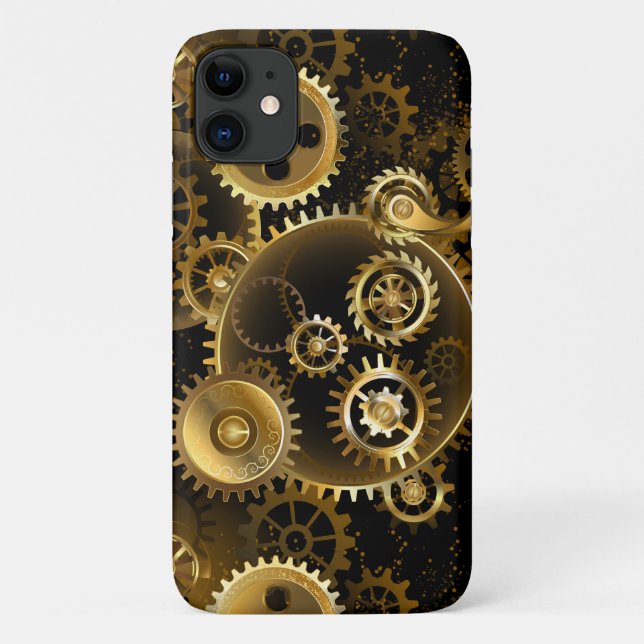 Coques Case-Mate iPhone Engrenages en laiton Steampunk sans soudure (Dos)