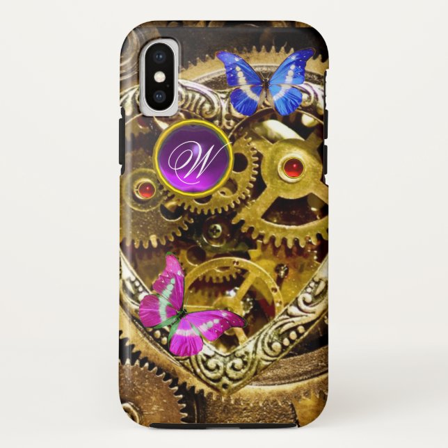 COQUES Case-Mate iPhone ENGRENAGES STEAM PUNK, GEMMES, MONOGRAMME DE PAPIL (Dos)