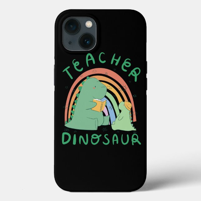 Coques Case-Mate iPhone Enseignant Dinosaur Positif Arc-en-ciel Mouri Mous (Verso)