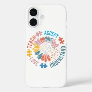 Coque Pour iPhone 16 "Enseigner Accepter Aimer Comprendre" Pièce de Puz