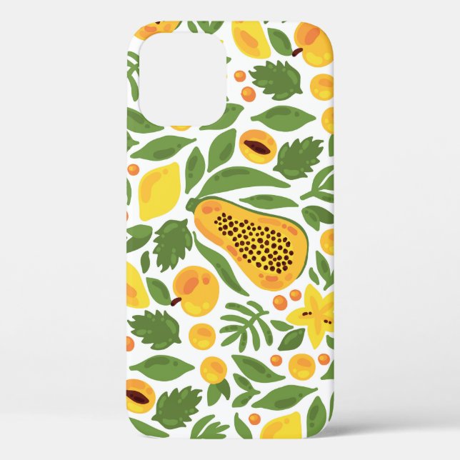 Coques Case-Mate iPhone Ensemble de fruits exotiques : papaye, citron, man (Verso)