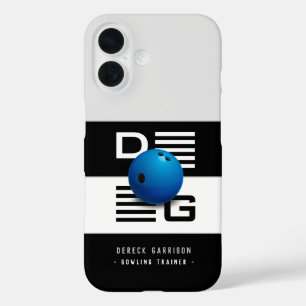 Coque Pour iPhone 16 Entraîneur professionnel de bowling   Initiales en