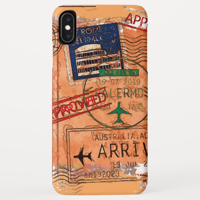 Coques Case-Mate iPhone Entrée approuvée - Timbres de passeport (Dos)