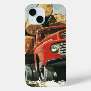 Coque Pour iPhone 15 Entreprise Vintage, Camion de débardage avec bûche