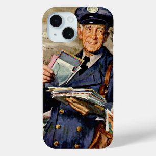 Coque Pour iPhone 15 Entreprise Vintage, Facteur Livrant du Courrier Le