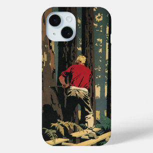 Coque Pour iPhone 15 Entreprise Vintage, Forêt de Séquoias de l'Industr