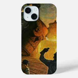 Coque Pour iPhone 15 Entreprise vintage, industrie de la fabrication de