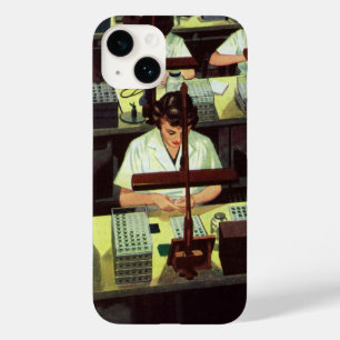 Coque Pour iPhone 14 Entreprise Vintage, Ouvrières de la chaîne de mont