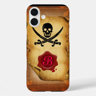 Coques iPhone 16 Plus ÉPÉE CROISÉE SKULL MONOGRAM parchemin de sceau de