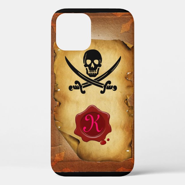 Coques Case-Mate iPhone ÉPÉE CROISÉE SKULL MONOGRAM parchemin de sceau de  (Verso)