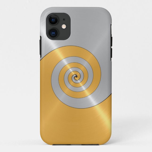 Coques Case-Mate iPhone Éperon métallique brillant en argent et en or (Dos)