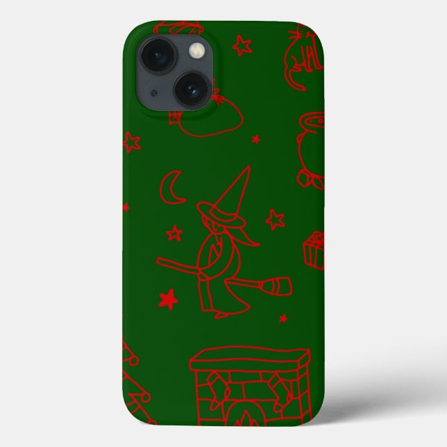 Coques Case-Mate iPhone épiphanie noël sorcière befana vert (Verso)