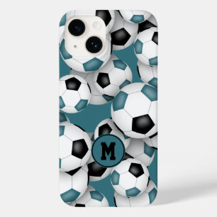 Coque Case-Mate iPhone Équipe de football noir turquoise couleurs enfants