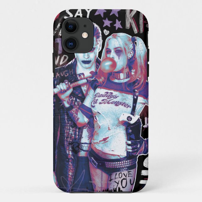 Coques Case-Mate iPhone Équipe de suicide | Joker & Harley Typographie Pho (Dos)
