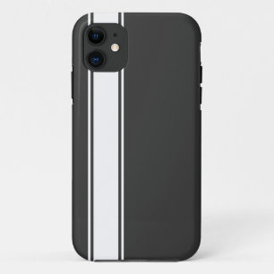 Coque iPhone 11 Equipe gris & blanc Jersey Stripe iPhone 5s Case