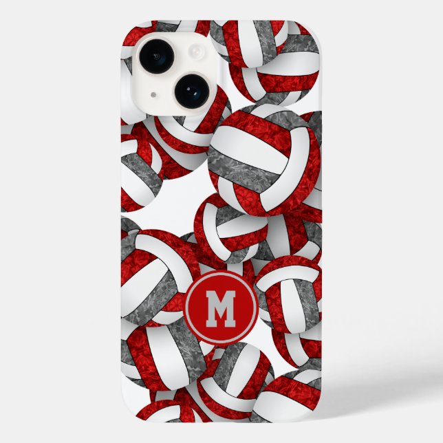 Coques Case-Mate iPhone Equipe gris-rouge filles couleurs volleyballs à mo (Verso)