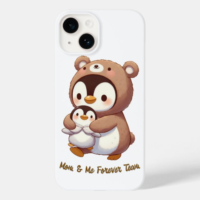 Coques Case-Mate iPhone Equipe Maman & Me Forever - Pingouin mignon et Our (Verso)