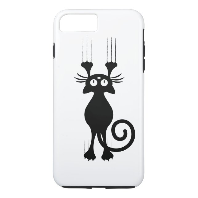 Coques Case-Mate iPhone Éraflure mignonne de chat noir de bande dessinée (Dos)