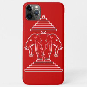 Coque iPhone 11 Pro Max Erawan Trois éléphant en tête Lao / Laos Drapeau