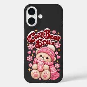 Coque Pour iPhone 16 Ère Ourson Cosy Noël Rose Mignon